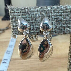 Avon Clip-On Silver Tone Teardrop Earrings Vintage, Dainty